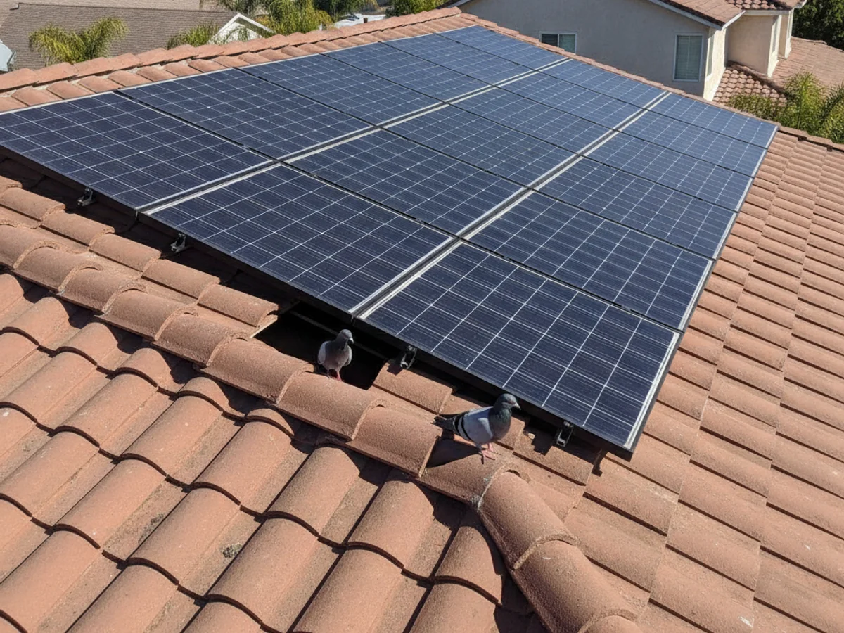 Before: Unprotected panel array