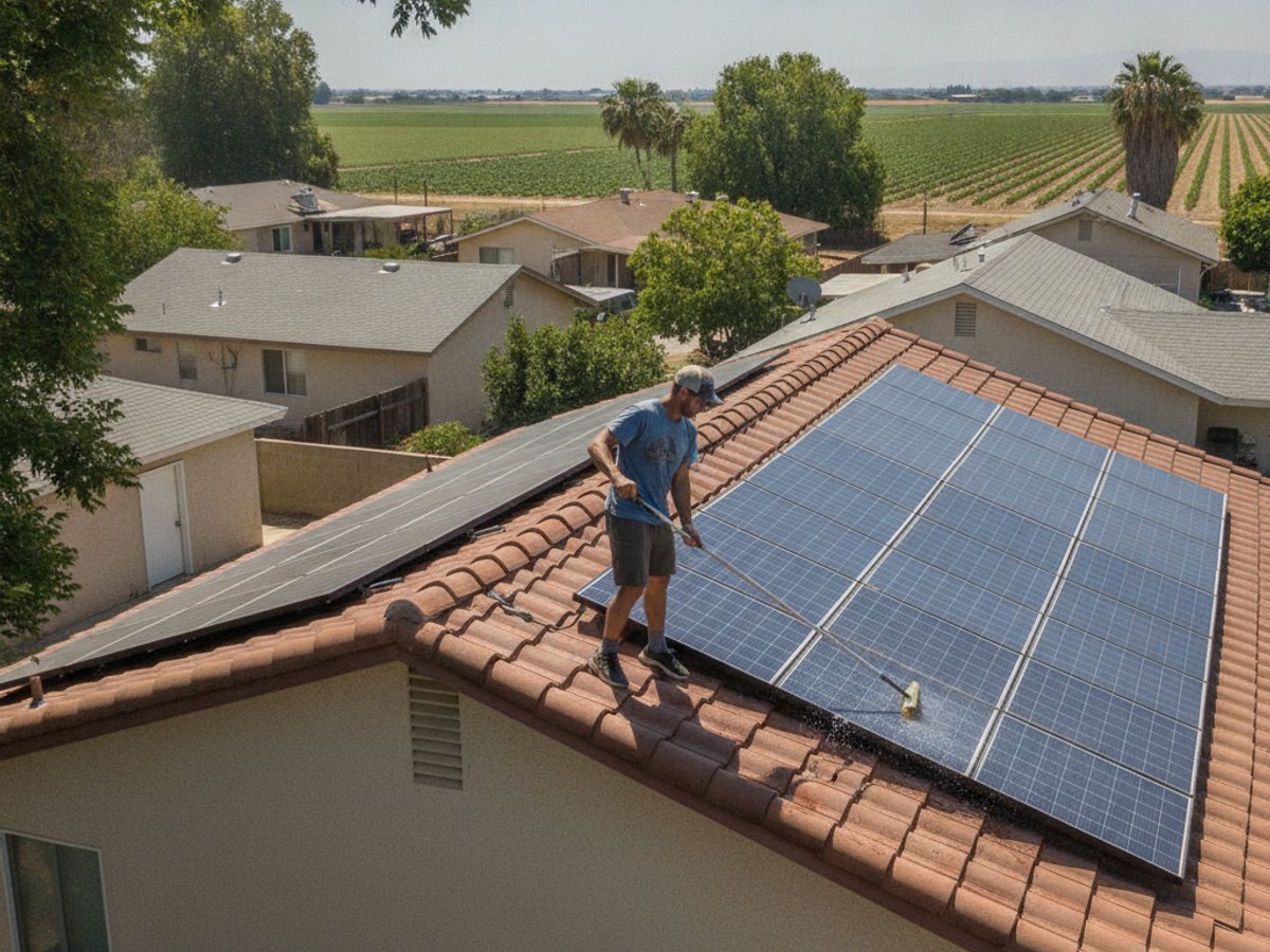 Solar panel cleaning in Fowler, CA